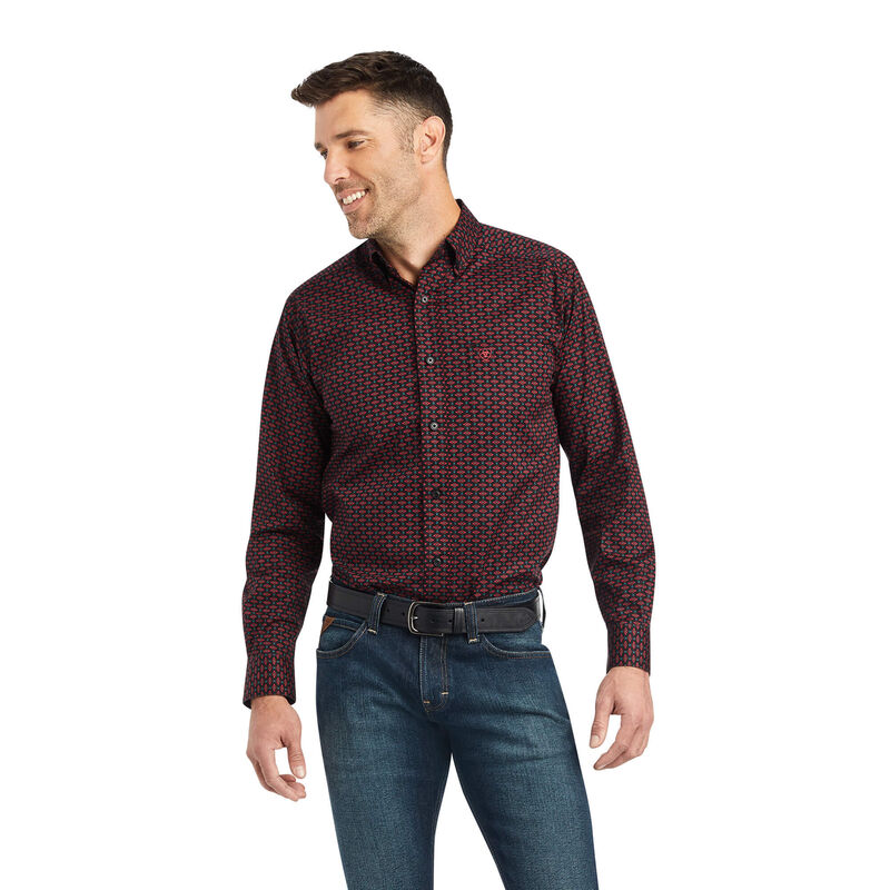 Ariat Hemden Herren - Kayne Stretch Fitted DunkelRot ( BIHST-5268 )